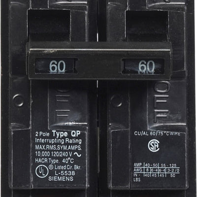 Siemens 60 amps Standard 2-Pole Circuit Breaker