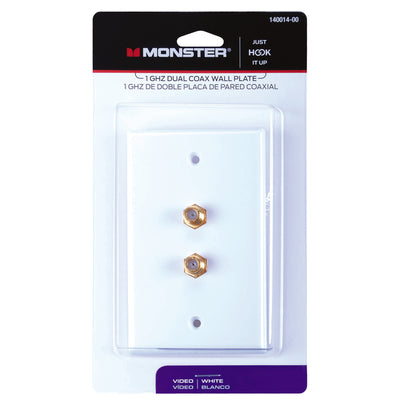 Monster Just Hook It Up White 1 gang Plastic Dual Coax Wall Plate