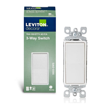 Leviton Decora 15 amps 3-Way 3-Way/Rocker AC Quiet Switch White