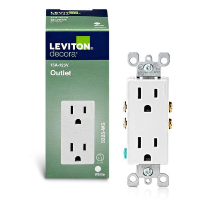 Leviton Decora 15 amps 125 V Duplex White Outlet 5-15R