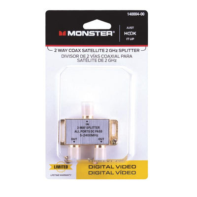 Monster Just Hook It Up 2 Way Coax Splitter 75 ohm 2150 MHz