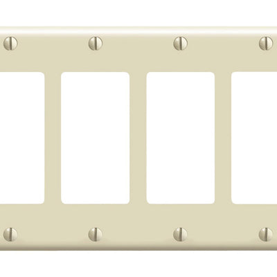 Leviton Decora Ivory 4 gang Thermoset Plastic Decorator Wall Plate