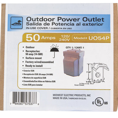 GE 50 amps 240 V Single Silver RV Power Outlet
