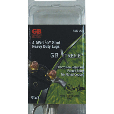 Gardner Bender Xtreme 4 Ga. Insulated Wire Electrical Lug Silver 2 pk