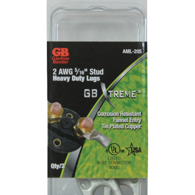 Gardner Bender Xtreme 2 Ga. Insulated Wire Electrical Lug Silver 2 pk
