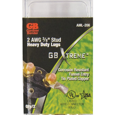 Gardner Bender Xtreme 2 Ga. Insulated Wire Electrical Lug Silver 2 pk