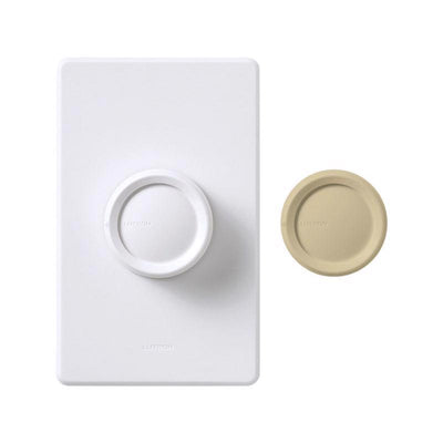 Lutron 5 amps Single Pole Rotary Fan Control Ivory, White