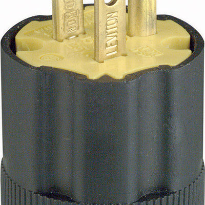 Leviton Commercial and Residential Rubber Grounding Plug 5-15P 18-14 AWG 2 Pole 3 Wire