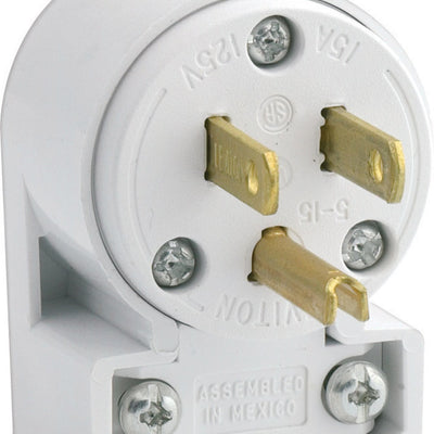 Leviton Commercial PVC Angle Blade Plug 5-15P 18-12 AWG 2 Pole 3 Wire