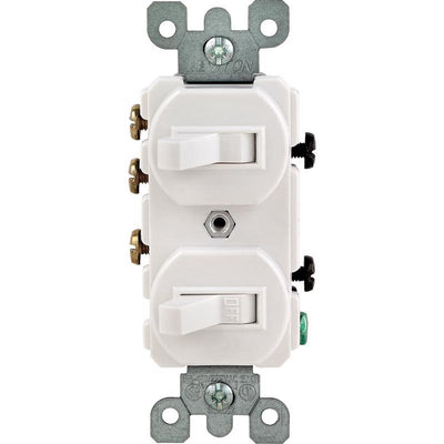 Leviton 15 amps Single Pole or 3-way Rocker Duplex Combination Switch White