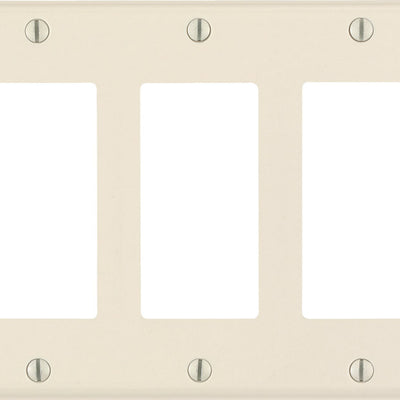 Leviton Almond 3 gang Thermoset Plastic Decorator Wall Plate