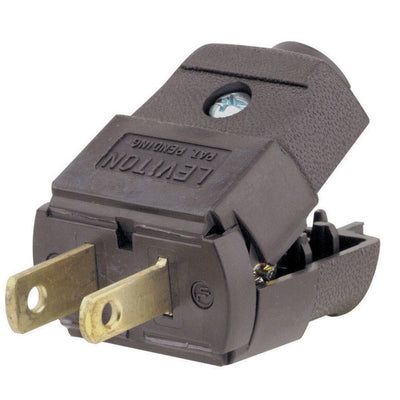 Leviton Commercial and Residential Thermoplastic Polarized Plug 1-15P 20-16 AWG 2 Pole 2 Wire