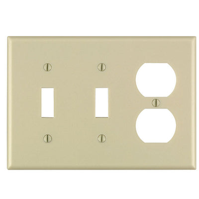 Leviton Ivory 3 gang Thermoset Plastic Duplex/Toggle Wall Plate