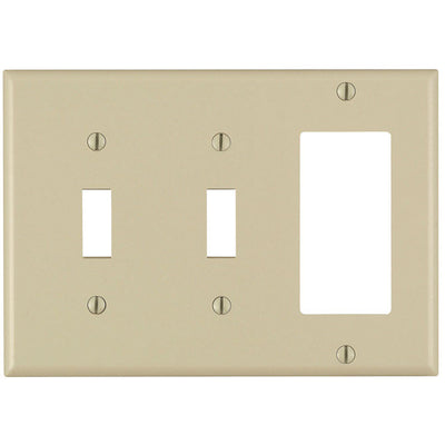 Leviton Ivory 3 gang Thermoset Plastic Decorator/Toggle Wall Plate