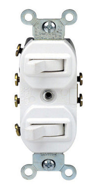 Leviton 15 amps Three Pole Toggle Duplex Combination Switch White