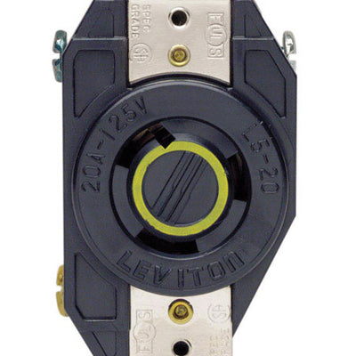 Leviton V-0-MAX 20 amps 125 V Single Black Locking Receptacle L5-20R