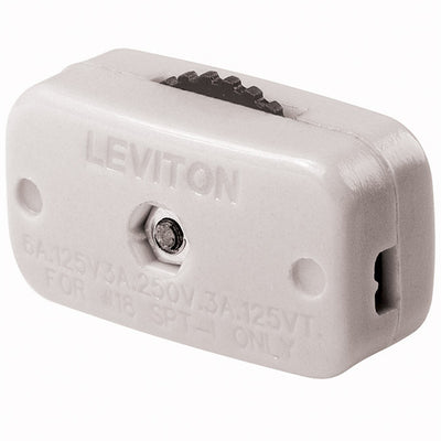 Leviton 3 amps Single Pole Rotary Miniature Cord Switch White