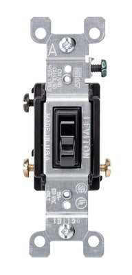 Leviton 15 amps Three Pole 3-Way Toggle AC Quiet Switch Black