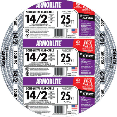 Southwire 25 ft. 14/2 Solid Aluminum Armored MC Cable