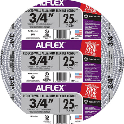 Southwire 3/4 in. D X 25 ft. L Aluminium Flexible Electrical Conduit For FMC