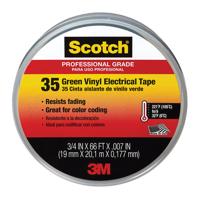 3M Scotch 3/4 in. W X 66 ft. L Green Vinyl Electrical Tape