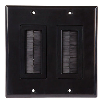 Monster Just Hook It Up Black 2 gang Plastic Home Theater Brush Wall Plate