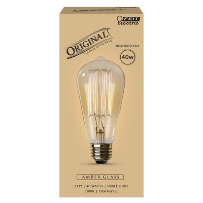 Feit The Original 40 W ST19 Vintage Incandescent Bulb E26 (Medium) Soft White