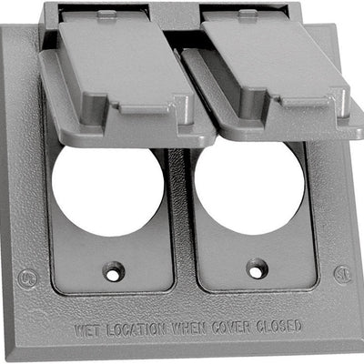 Sigma Electric Square Die-Cast Metal 2 gang 4.54 in. H X 4.54 in. W 15/20 Amp Receptacle Cover