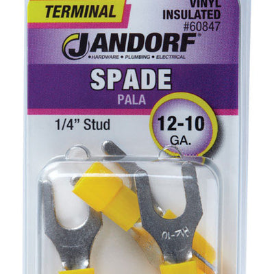 Jandorf 12-10 Ga. Insulated Wire Spade Terminal Yellow 5 pk
