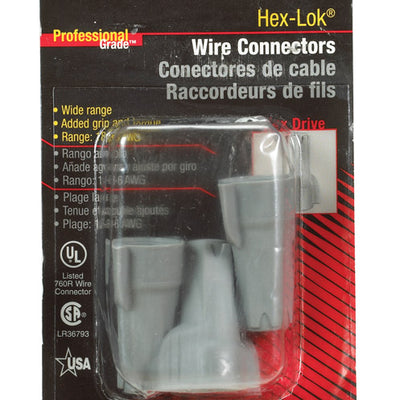 Gardner Bender Hex-Lok 14-6 Ga. Copper Wire Wire Connector Gray 3 pk