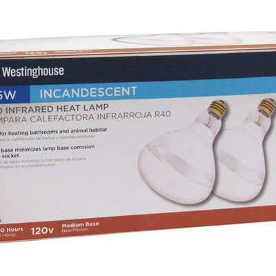 Westinghouse 125 W R40 Heat Lamp Incandescent Light Bulb Medium Base Clear 2 pk