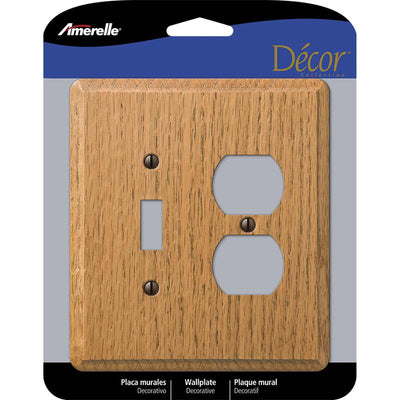 Amerelle Contemporary Light Brown 2 gang Oak Wood Duplex/Toggle Wall Plate