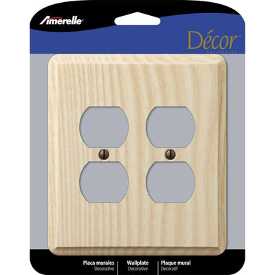 Amerelle Contemporary Unfinished Beige 2 gang Ash Wood Duplex Wall Plate