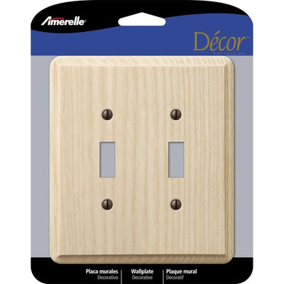Amerelle Contemporary Unfinished Beige 2 gang Wood Toggle Wall Plate