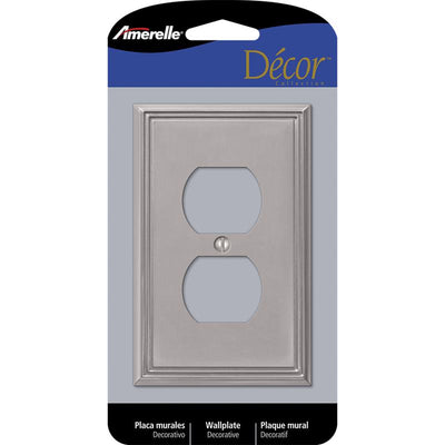 Amerelle Metro Brushed Nickel 1 gang Die-Cast Metal Duplex Wall Plate