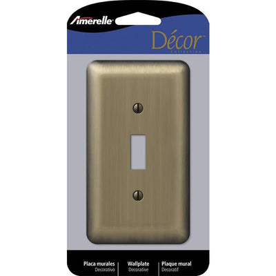 Amerelle Devon Brushed Brass 1 gang Stamped Steel Toggle Wall Plate
