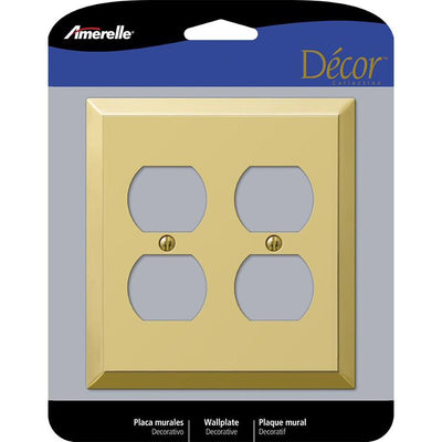 Amerelle Century Polished Brass 2 gang Stamped Steel Duplex Wall Plate