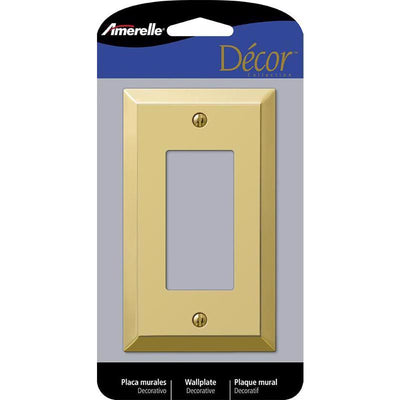 Amerelle Century Polished Brass 1 gang Stamped Steel Decorator Wall Plate