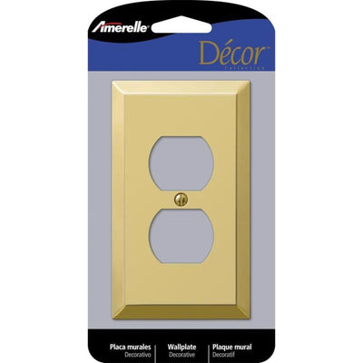 Amerelle Century Polished Brass 1 gang Stamped Steel Duplex Wall Plate
