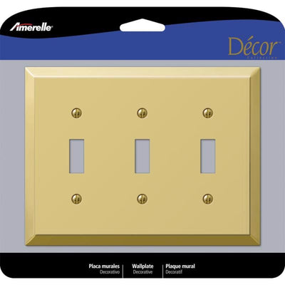 Amerelle Century Polished Brass 3 gang Stamped Steel Toggle Wall Plate
