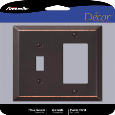 Amerelle Century Aged Bronze 2 gang Stamped Steel Decorator/Toggle Wall Plate