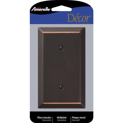 Amerelle Century Aged Bronze 1 gang Stamped Steel Blank Wall Plate