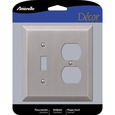 Amerelle Century Brushed Nickel 2 gang Stamped Steel Duplex/Toggle Wall Plate