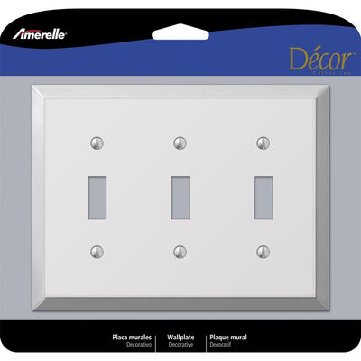 Amerelle Century Polished Chrome 3 gang Stamped Steel Toggle Wall Plate