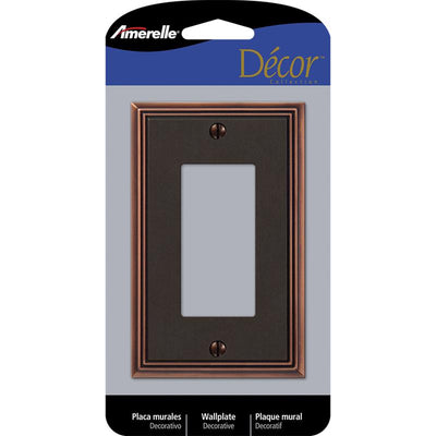 Amerelle Metro Aged Bronze 1 gang Die-Cast Metal Decorator Wall Plate