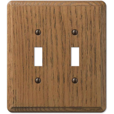 Amerelle Contemporary Medium Brown 2 gang Oak Wood Toggle Wall Plate