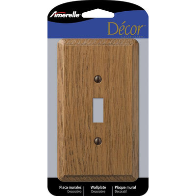 Amerelle Contemporary Medium Brown 1 gang Oak Wood Toggle Wall Plate