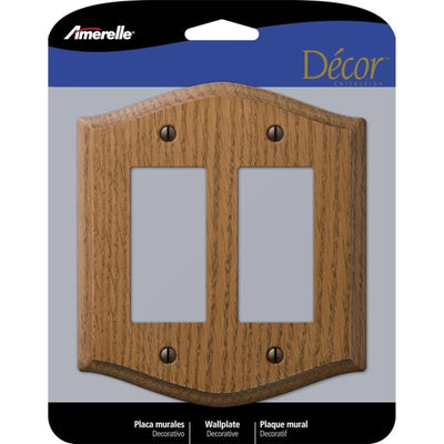 Amerelle Country Medium Brown 2 gang Oak Wood Decorator Wall Plate