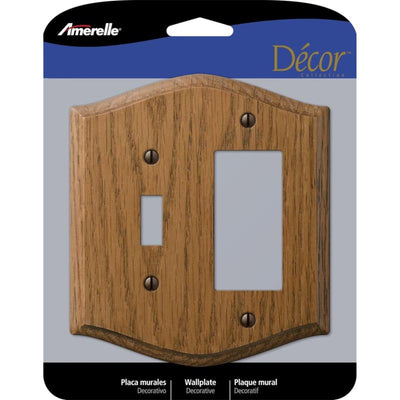 Amerelle Country Medium Brown 2 gang Oak Wood Decorator/Toggle Wall Plate