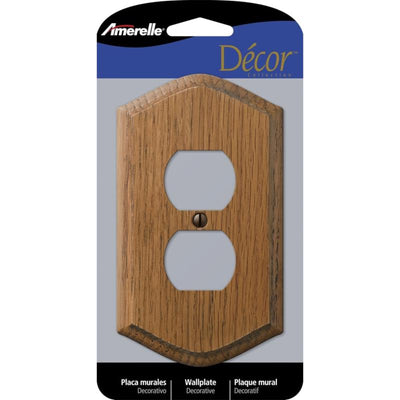 Amerelle Country Brown 1 gang Wood Duplex Wall Plate